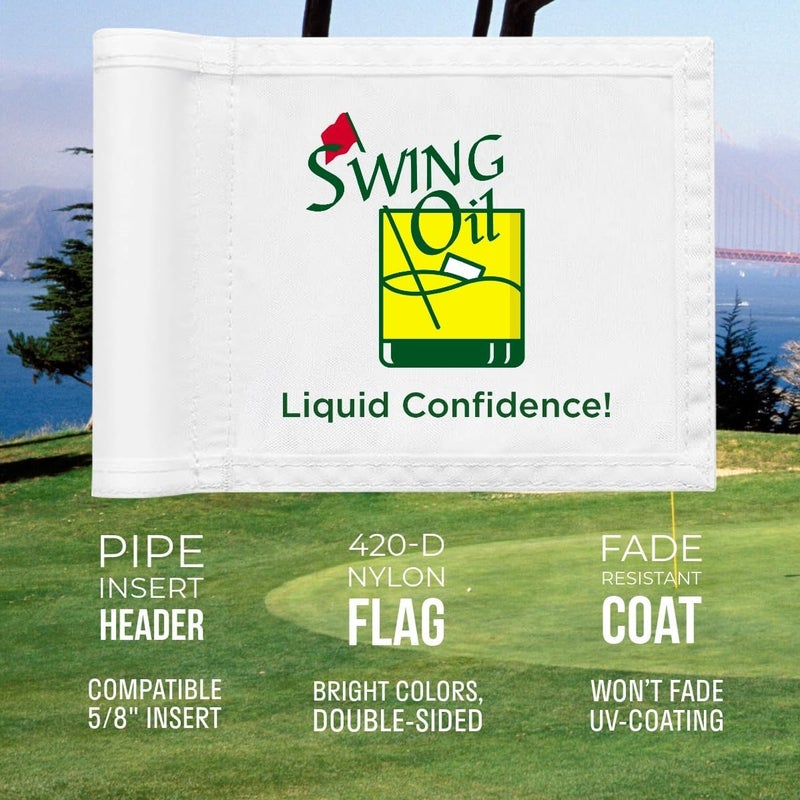 WATSY Golf Flag 8x6 Inch – 420D Nylon Double-Sided Mini Pin Flag with Tube Insert, Practice Putting Green Flags for Yard - Swing Oil Masters - Image 5